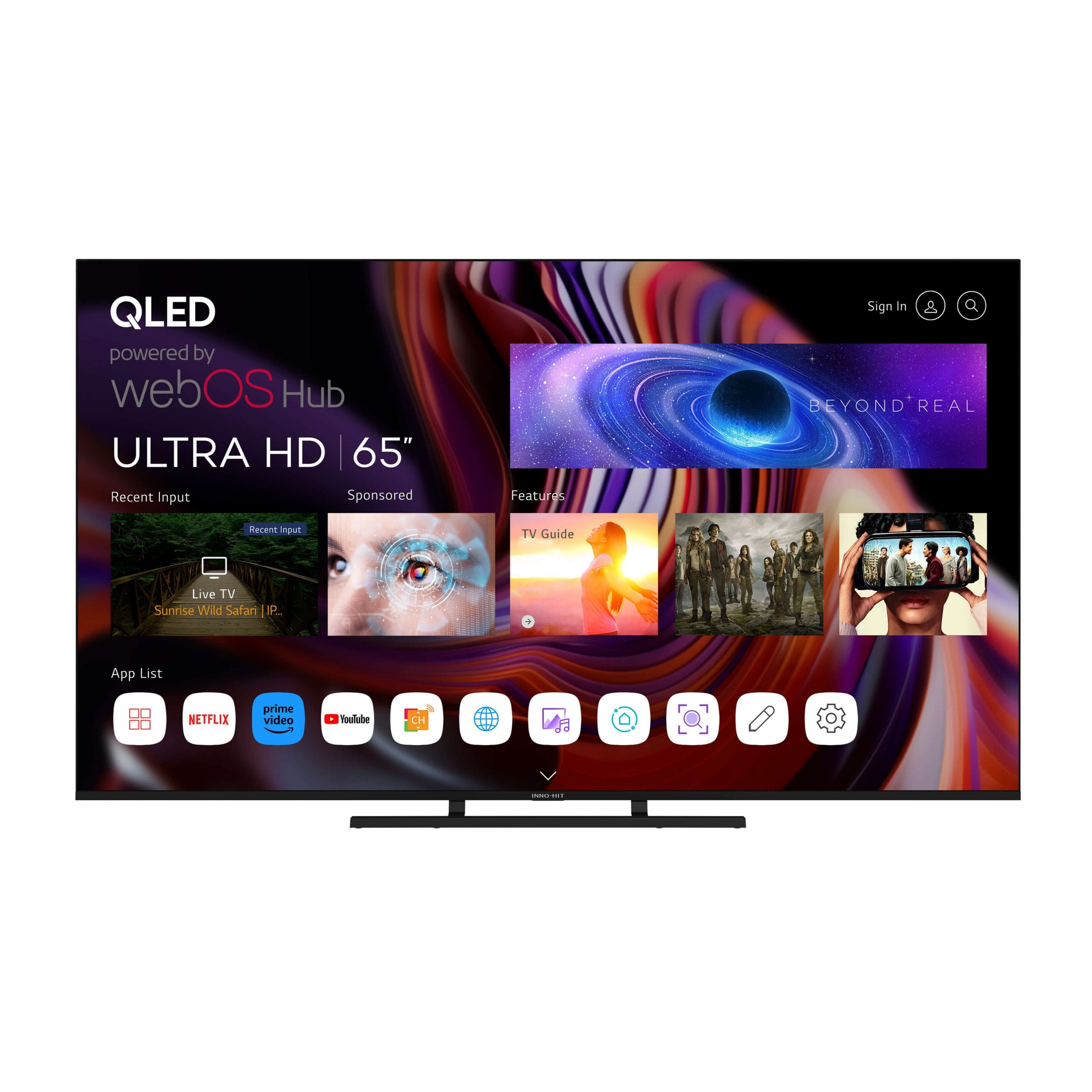 IH65UWQL INNOHIT SMART TV 65" 4K UHD QLED BORDERLESS WEBOS THINQAI MAGIC REMOTE STAND CENTRALE