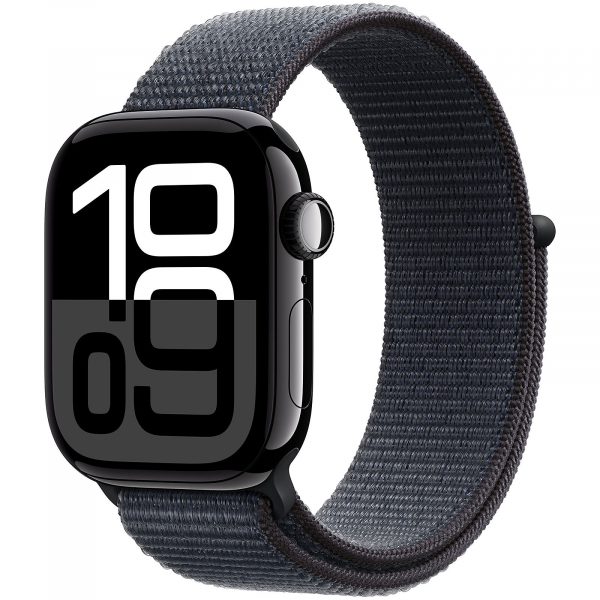 MWX83QLA APPLE WATCH SERIES 10 GPS + CELLULAR 42MM JET BLACK ALUMINIUM CASE WITH INK SPORT LOOP