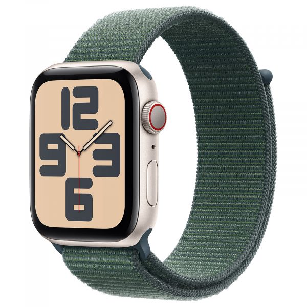 MXGV3QLA APPLE WATCH SE GPS + CELLULAR 44MM STARLIGHT ALUMINIUM CASE WITH LAKE GREEN SPORT LOOP
