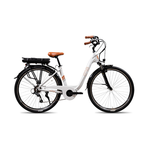 EMG E-bike Vintage con telaio in alluminio 19'', ruote 28'', motore centrale 250W Ananda, batteria 13AH e cambio Shimano