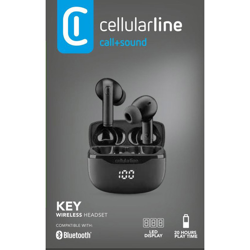 BTKEYTWSK_BOXPACK_140X90X30_S0924 Cellularline Key Auricolari TWS Bluetooth custodia di ricarica e display led