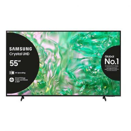 Samsung TV Crystal UHD 4K 55'' UE55DU8070UXZT Smart TV Wi-Fi Black 2024, Processore Crystal 4K, 4K Upscaling, AirSlim Design, OTS Lite