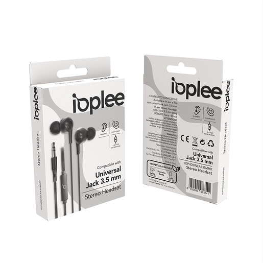 IOPLEE Auricolare In-ear a filo con connettore Jack 3.5 mm - Nero