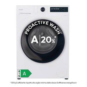 Candy ProWash 500, Lavatrice Carica Frontale 9 KG, 20% più efficente della classe A, 1400 giri, Bianco, Inverter, Vapore, Wi-Fi, Smart Wash, BR 49B8-S