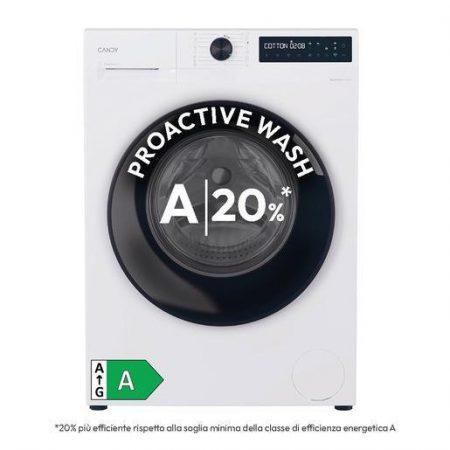 Candy ProWash 500, Lavatrice Carica Frontale 9 KG, 20% più efficente della classe A, 1400 giri, Bianco, Inverter, Vapore, Wi-Fi, Smart Wash, BR 49B8-S