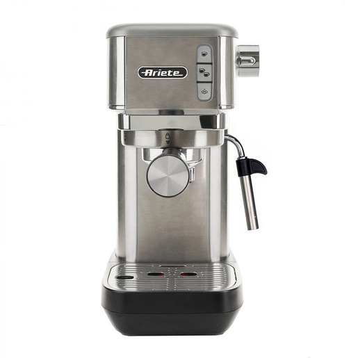 Ariete 1380 Macchina da caffè in metallo, compatibile con caffè in polvere e cialde ESE, 1300 W, Capacità 1,1 L, 15 bar di pressione, Filtro ½ tazze,