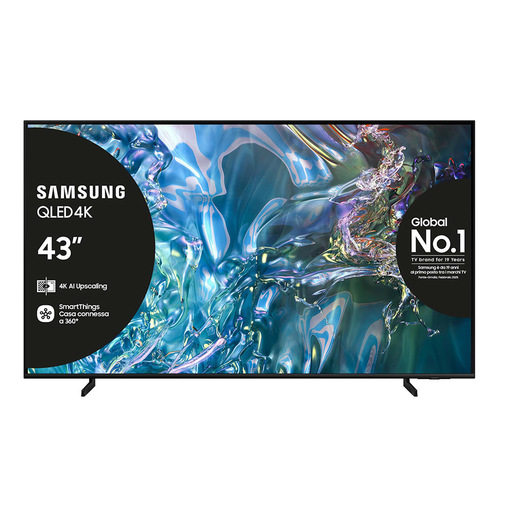Samsung Q60D TV QLED 4K 43'' QE43Q60DAUXZT Smart TV Wi-Fi Titan Gray 2024, Quantum Processor Lite 4K, 4K Upscaling, AirSlim Design, OTS Lite