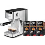 Polti Coffea P10S, macchina da caffè manuale compatibile con caffè macinato e in cialde, con montalatte. Incluse 54 cialde di SOLO, il caffè di