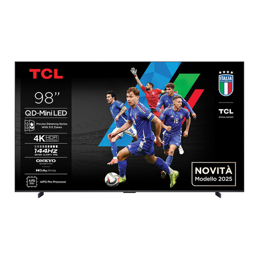 TCL C6K Serie Smart TV QD-MiniLED 4K 98'' 98C6K, 144Hz, audio Onkyo 2.1, Dolby Vision IQ & Atmos, Google TV