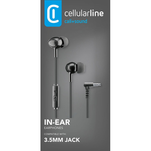 AUINEARK_BOXPACK_140X90X25_TR Cellularline VOICE IN-EAR Auricolari in-ear con microfono, tasto di risposta e connettore Jack 3.5mm