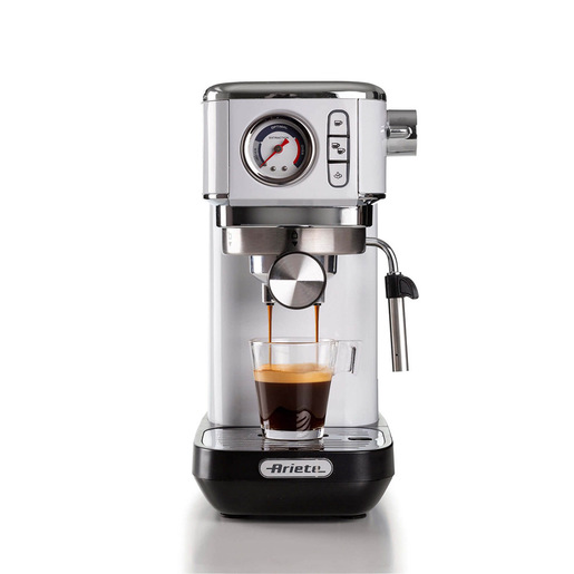 Ariete 1381 Macchina da caffè con manometro, compatibile con caffè in polvere e cialde ESE, 1300 W, Capacità 1,1 L, 15 bar di pressione, Filtro ½ tazz