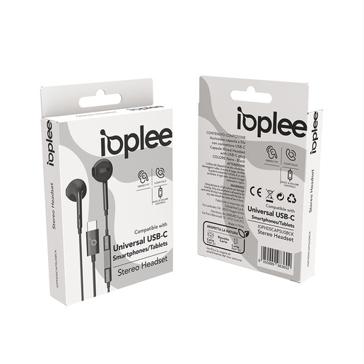 api-rest-00ed29448a7522f610cac04d7b9ea7e0-assets-9a5dd729e41316fd1fe4d495e9aa3d17-preview-sgmConversionBaseFormat-sgmEbayProductFormat IOPLEE Auricolare Capsula a filo con connettore USB-C - Nero