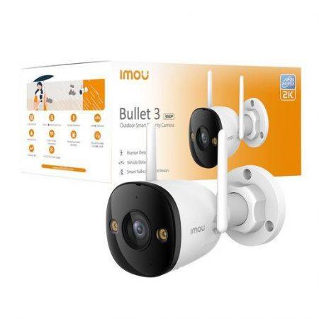 Imou Bullet 3 3MP/2K da esterno. Visione notturna Full Color, Rilevamento Umano con Faretto e Sirena, Audio Bidirezionale, ottica 2.8MM, IP67