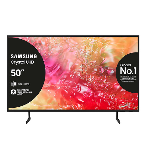 Samsung TV Crystal UHD 4K 50'' UE50DU7170UXZT Smart TV Wi-Fi Black 2024, Processore Crystal 4K, 4K Upscaling, Slim Look Design, OTS Lite