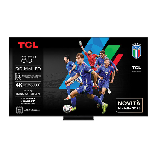 TCL Serie Smart TV QD-MiniLED 4K 85'' 85C7K, 144Hz, audio B&O, Dolby Vision IQ & Atmos, Google TV