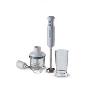 Ariete 601 Frullatore a Immersione con tritatutto, 700 W, 2 velocità, Lama in acciaio inox, Gamba removibile, Bicchiere trasparente, White & Aegean Teal - 0,6 L