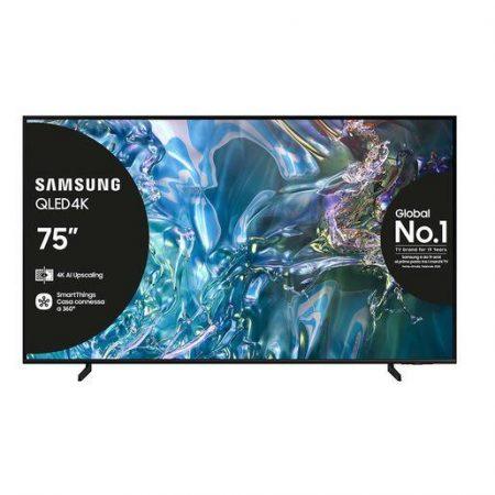 Samsung Q60D TV QLED 4K 75'' QE75Q60DAUXZT Smart TV Wi-Fi Titan Gray 2024, Quantum Processor Lite 4K, 4K Upscaling, AirSlim Design, OTS Lite