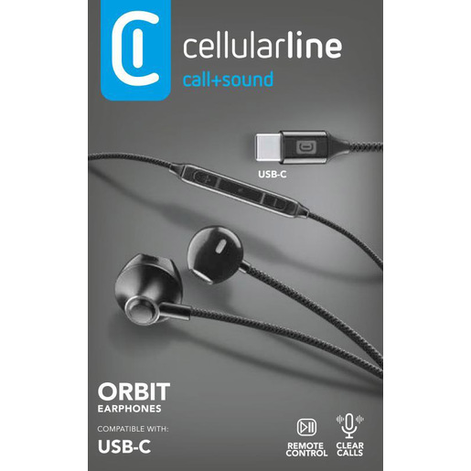 AUORBITTYPECK_BOXPACK_140X90X30 Cellularline ORBIT Auricolare a capsula con microfono, remote control e connettore USB-C