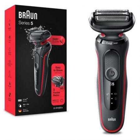 Braun Series 5 51-R1000s Rasoio Elettrico Uomo, EasyClean, Wet&Dry, Ricaricabile, Rasoio A Lamina Senza Fili, Rosso