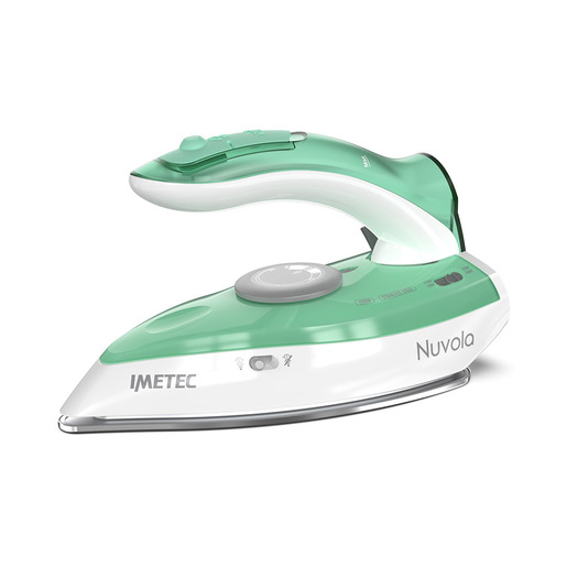 Imetec Nuvola, Ferro da Stiro da Viaggio a Vapore, Piastra in Acciaio Inox, 1000 W, Manico pieghevole, Custodia da Viaggio, Doppio Voltaggio