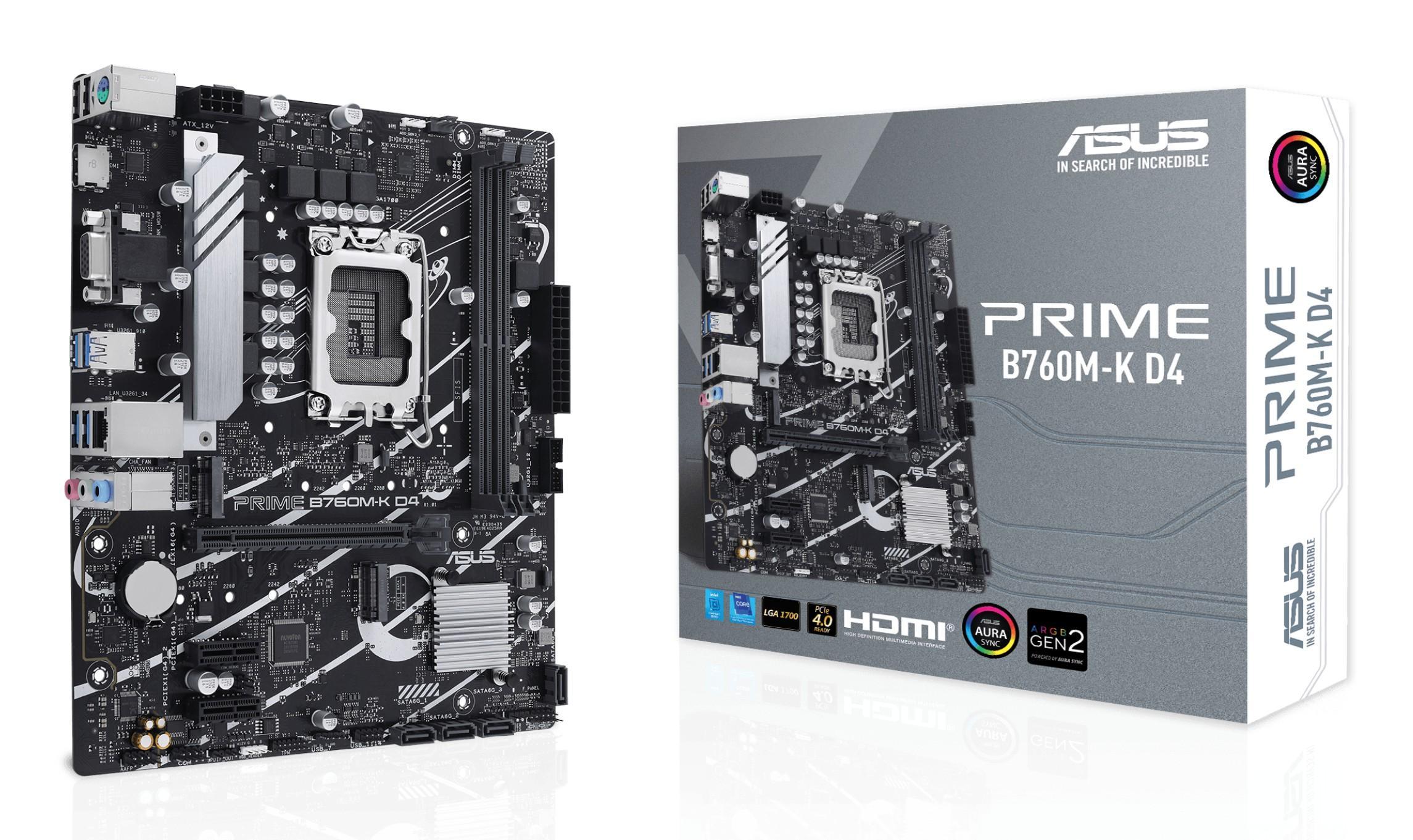 ASUS PRIME B760M-K D4 Intel B760 LGA 1700 micro ATX ASUS PRIME B760M-K D4 Intel B760 LGA 1700 micro ATX