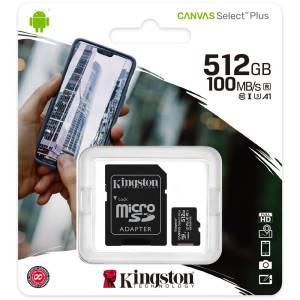 Kingston Technology Canvas Select Scheda micSDXC Plus 100R A1 C10 da 512GB + adattatore