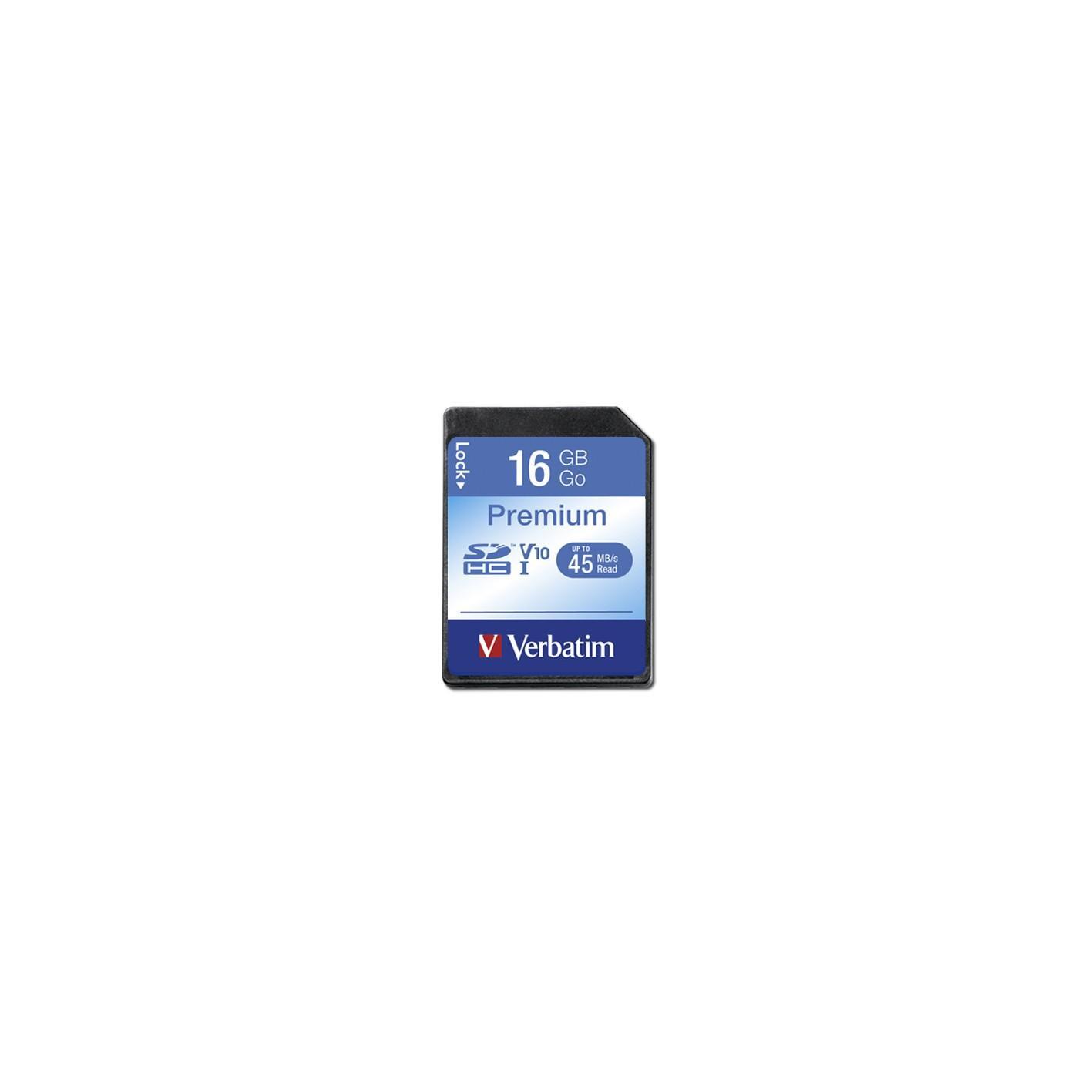 Verbatim Sdhc/Hx 16Gb Classe 10 Premium Verbatim Sdhc/Hx 16Gb Classe 10 Premium