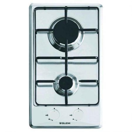 Glem Gas GT32IX piano cottura Acciaio inossidabile Da incasso 30 cm 2 Fornello(i)