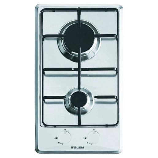 Glem Gas GT32IX piano cottura Acciaio inossidabile Da incasso 30 cm 2 Fornello(i)