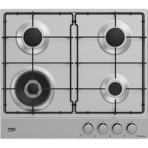 Beko HIAW64224SXE: Piano a Gas con PractiClean, 3 Bruciatori + 1 Wok, 60 cm