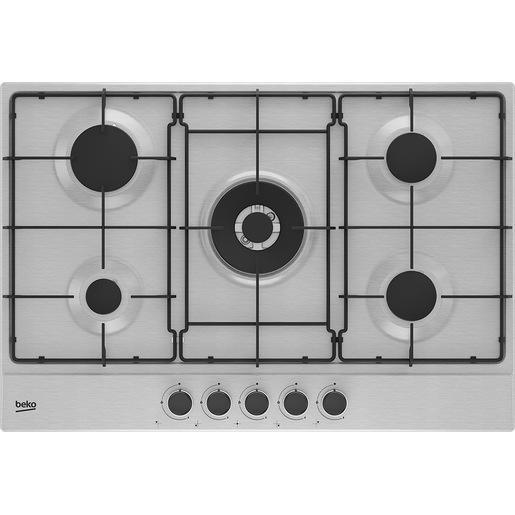 Beko HIAW75223SXE: Piano a Gas con PractiClean, 4 Bruciatori + 1 Wok, 75 cm