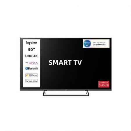 IOPLEE IOP50KVDA SMART TV 50'' UHD 4K, Sistema operativo VIDAA, Triplo tuner DVBT2/C/S2, Certificato TivuSAT, Piedistallo centrale in metallo, Dolby Audi