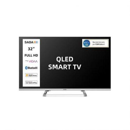 SABA SA32SM10VDA SMART TV 32'' HD READY, Sistema operativo VIDAA, Triplo tuner DVBT2/C/S2 HEVC MAIN10, Certificato TivuSAT, Piedistallo centrale, Dolby A