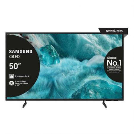 Samsung QLED AI TV 50'' QE50Q7FAAUXZT 4K, Processore Q4 AI, 4K Upscaling, Color Booster Pro, OTS Lite, Slim Look Design, Vision AI Smart TV, 2025