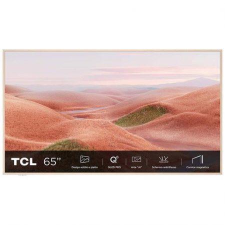 TCL Smart TV Art QLED 4K 65'' 65A300W, Motion Clarity PRO, Dolby Vision IQ, HDR10+, Dolby Atmos, Controlli vocali, Google TV