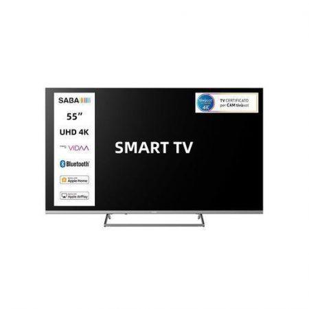 SABA SA55KM10VDA SMART TV 55'' ULTRA HD 4K, Sistema operativo VIDAA, Triplo tuner DVBT2/C/S2 HEVC MAIN10, Certificato TivuSAT, Piedistallo centrale, Dolb