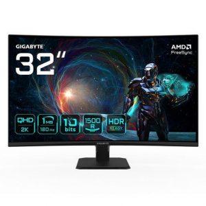GIGABYTE GS32QCA 31,5” Monitor Gaming Curvo QHD – 2560 x 1440, 180Hz, 1ms, 250 cd/m², FreeSync, HDR Ready, HDMI 2.0, Displayport 1.4