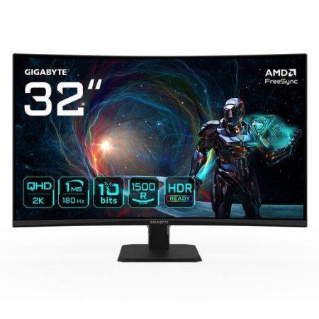 GIGABYTE GS32QCA 31,5'' Monitor Gaming Curvo QHD - 2560 x 1440, 180Hz, 1ms, 250 cd/m², FreeSync, HDR Ready, HDMI 2.0, Displayport 1.4