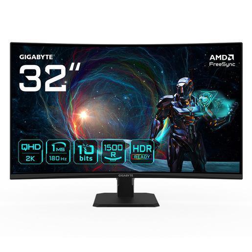 GIGABYTE GS32QCA 31,5'' Monitor Gaming Curvo QHD - 2560 x 1440, 180Hz, 1ms, 250 cd/m², FreeSync, HDR Ready, HDMI 2.0, Displayport 1.4