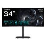 GIGABYTE GS34WQCA Monitor Gaming Curvo 34'' WQHD – 3440 x 1440, 1500R, 120Hz, 1ms, 300 cd/m², FreeSync Premium, HDR Ready, HDMI 2.0, DisplayPort 1.4