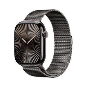 Apple Watch Series 10 Serie 10 GPS + Cellular 46mm Cassa in Titanio color Ardesia con Loop in maglia milanese ardesia – M/L