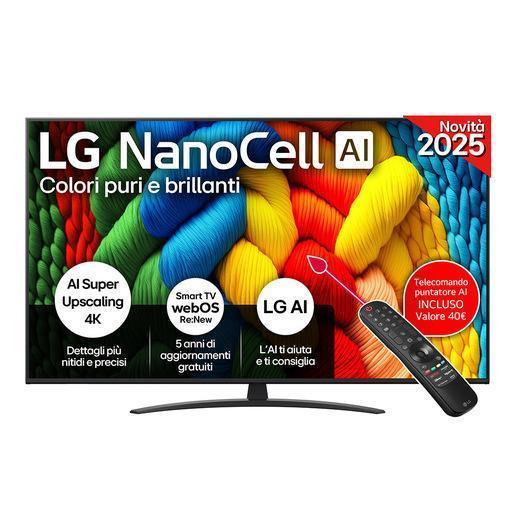 LG NanoCell AI 65NANO81A6A TV Serie NANO81 65'' 4K, α7 Gen8, HDR10, 20W, 3 HDMI con Game Optimizer, Smart TV WebOS 25