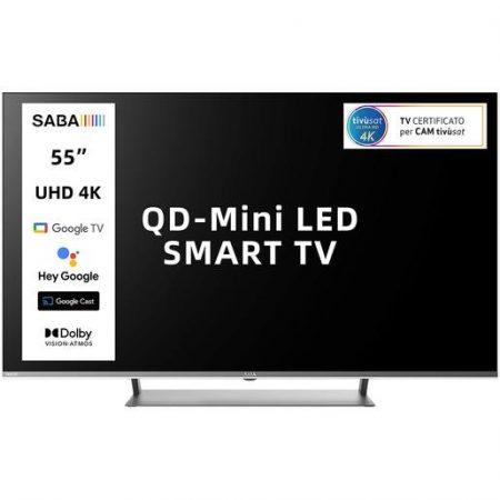 SABA SA55M91GTV Mini LED TV 139,7 cm (55'') 4K Ultra HD Smart TV Wi-Fi Grigio 350 cd/m²