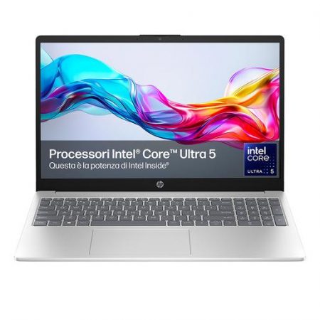 HP 15-fd1024nl Intel Core Ultra 5 125H Computer portatile 39,6 cm (15.6'') Full HD 24 GB DDR5-SDRAM Wi-Fi 6 (802.11ax) Windows 11 Home AI PC Argento