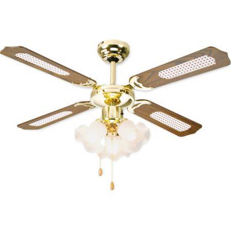 Electroline Ventilatore a soffitto 4 pale 105cm con luce ottone