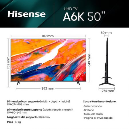 Hisense Smart TV 50'' 4K 50A6K