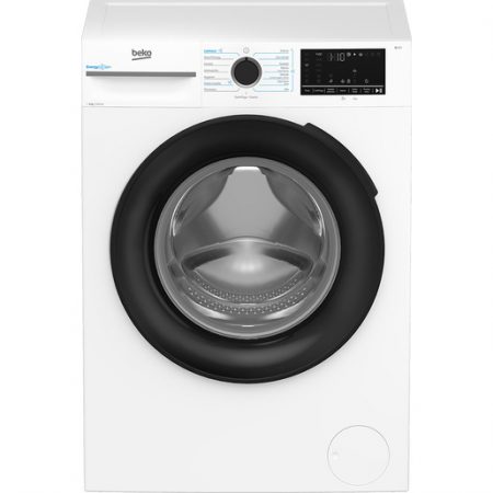 Beko b300 BMW89DB 8kg, Classe A-30%, Bianco, Motore Inverter 1400 giri, Display touch, Porta nera, EnergySpin™, Vapore