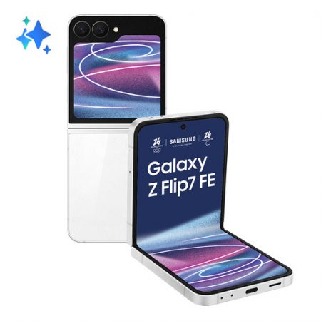 Samsung Galaxy Z Flip7 FE Smartphone AI, RAM 8GB, 128GB, Display 3,4'' Super AMOLED/6,7'' Dynamic AMOLED 2X, Fotocamera 50MP, White