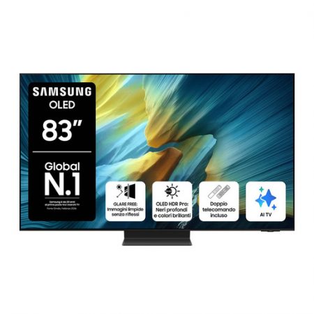 Samsung OLED AI TV 83'' QE83S95FAEXZT 4K, Processore NQ4 AI Gen3, 4K AI Upscaling Pro, Glare Free, OLED HDR Pro, Dolby Atmos & OTS+, Infinity One Design,