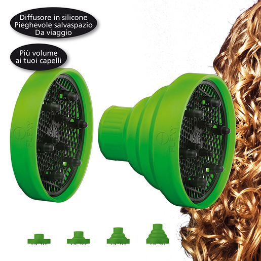 Macom FLEXY diffusore SalvaSpazio universale in silicone per asciugacapelli Colori assortiti